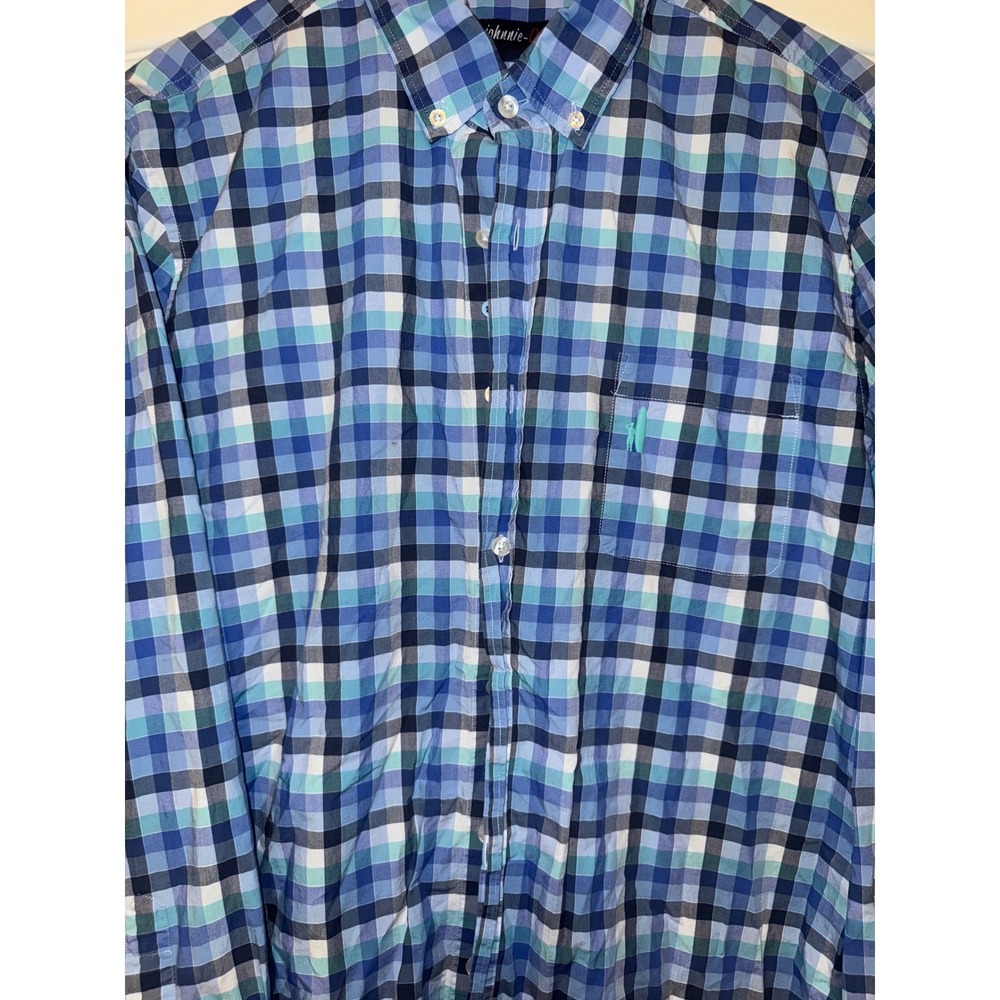 johnnie-O blue plaid men's long sleeve shirt‎ size large